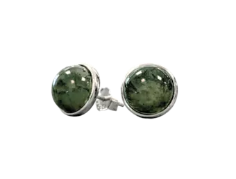 Pendientes Plata 925 Ágata Musgo AA 8mm