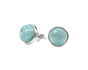 Pendientes Plata 925 Amazonita AA 8mm