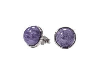 Pendientes Plata 925 Charoita AA 8mm