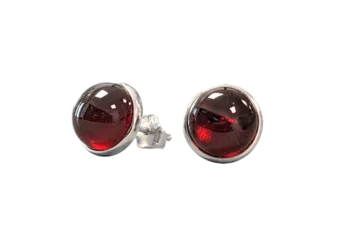 Pendientes Plata 925 Granate Rojo AAA 8mm