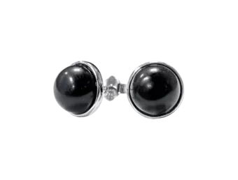 Pendientes Obsidiana Negra Plata 925 A 8mm