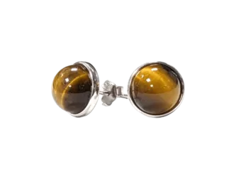 Pendientes Ojo de Tigre Plata 925 AA 8mm