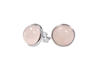 Pendientes Plata 925 Cuarzo Rosa AA 8mm