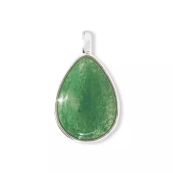 Colgante de gota de aventurina verde de plata 925 A 23.5 mm