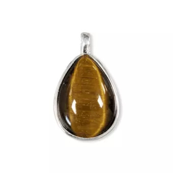 Colgante de gota de ojo de tigre de plata 925 AA 23.5 mm