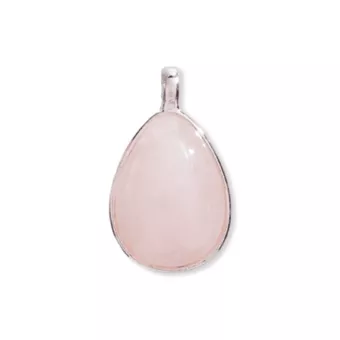 Colgante Gota de Plata 925 Cuarzo Rosa AA 23.5mm