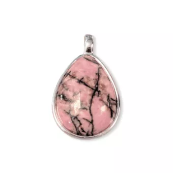 Colgante de gota de rodonita de plata 925 A 23.5 mm