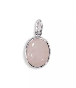 Colgante Ovalado de Plata 925 Cuarzo Rosa AA 13mm