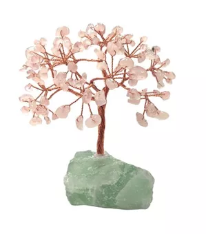 Árbol de la Vida Cuarzo Rosa sobre Drusa Fluorita Verde 12-13cm