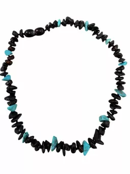 Collar Baby Pop, ámbar báltico y turquesa cereza, 32 cm