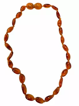 Collar Baby Pop, ámbar báltico, oliva, coñac, 28 cm
