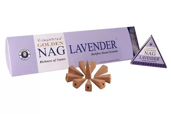 Conos de incienso backflow Vijayshree Golden Nag Lavanda 12 uds