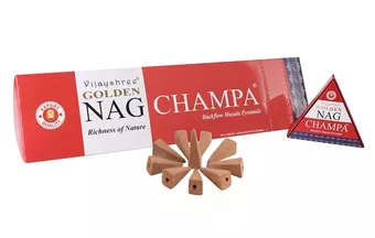 Conos de incienso backflow Vijayshree Golden Nag Champa 12 uds