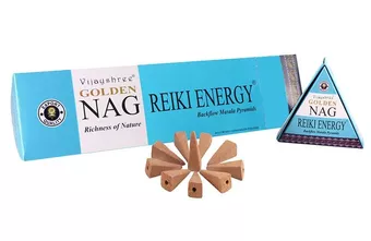 Conos de incienso backflow Vijayshree Golden Nag Reiki Energy 12 uds