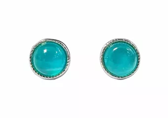 Aretes redondos AA de amazonita de cobre blanco