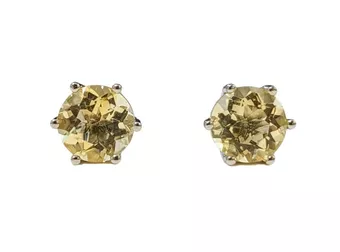 Pendientes Solitarios en Cobre Blanco Citrino Natural Stud AA