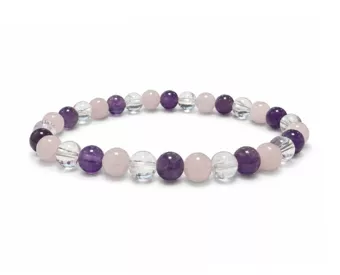 Pulsera de Amatista Cristal de Roca Cuarzo Rosa A con Cuentas de 6-7mm