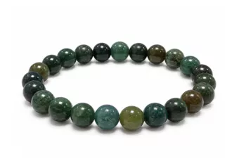 Pulsera de Ágata Musgo A Perlas 8 mm