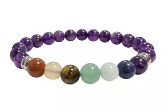 Pulsera Amatista 7 chakras A perles 8mm