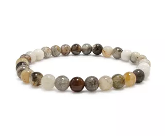 Pulsera de Ágata Pluma AB Cuentas de 6 mm