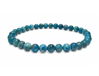 Pulsera de Apatito Azul A con Cuentas de 6mm
