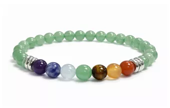 Pulsera de Aventurina Verde 7 Chakras A Perlas 6 mm