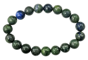 Pulsera de Azurita y Malaquita estabilizada A cuentas 10mm