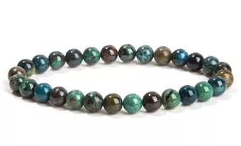 Pulsera de malaquita azurita natural con cuentas de 5-6 mm