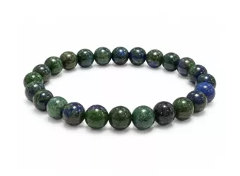 Pulsera de Azurita y Malaquita estabilizada A cuentas 8mm
