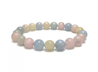 Pulsera de Berilos Aguamarina y Morganita A Cuentas de 10 mm