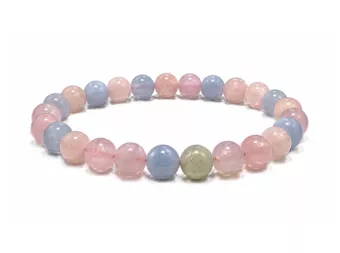 Pulsera de Berilos Aguamarina y Morganita A Cuentas de 6-7 mm