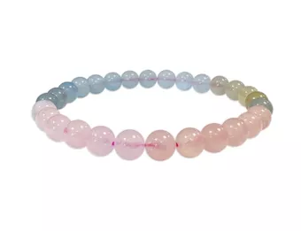 Pulsera de Berilos Aguamarina y Morganita AAA Cuentas de 6-7 mm