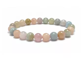 Pulsera de Berilos Aguamarina y Morganita A Cuentas de 8-9 mm