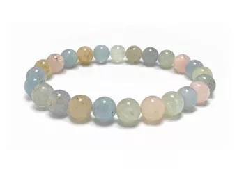 Pulsera de Berilos Aguamarina y Morganita AA Cuentas de 8 mm