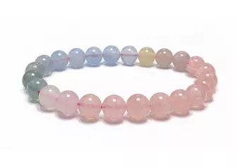 Pulsera de Berilos Aguamarina y Morganita AAA Cuentas de 8 mm