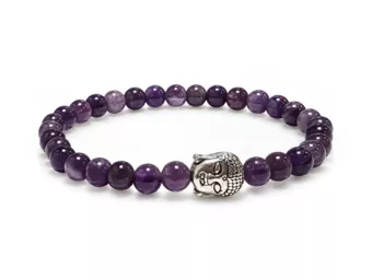 Pulsera de Amatista & Buda A Perlas 6 mm