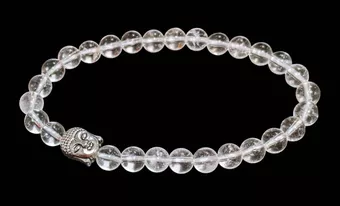 Pulsera de cristal de roca y Buda con cuentas A de 6 mm