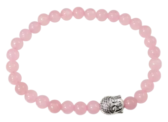Pulsera de cuarzo rosa y cuentas de Buda de 6 mm