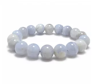 Pulsera de Calcedonia Azul Bandeada A cuentas 10mm