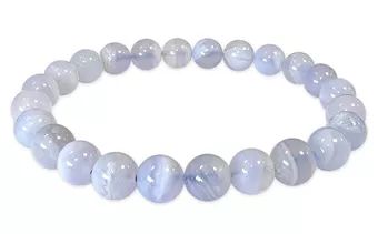 Pulsera de Calcedonia Azul Bandeada AA cuentas de 8-9mm