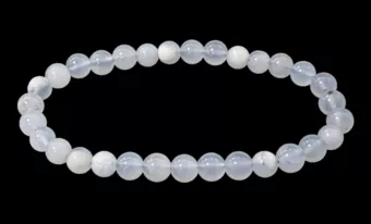 Pulsera De Calcedonia Azul Con Cuentas De 6-6.5 Mm