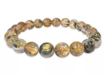 Pulsera Cristal de Roca Rutilo Hematites Cuentas AAA 7.5-8.5mm