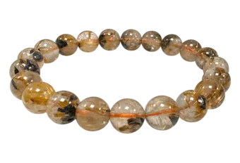 Pulsera de Cristal de Roca Hematita Rutilo Cuentas AAA 9-10mm