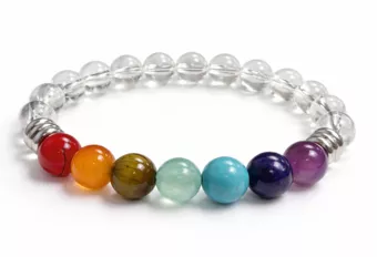 Pulsera Cristal de Roca 7 chakras A perlas 8mm.