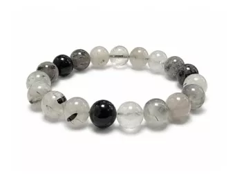 Pulsera de Cristal de Roca con Turmalina A cuentas 10mm