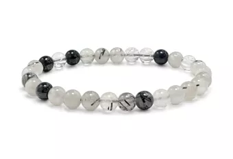 Pulsera de Cristal de Roca con Turmalina A cuentas 6-7mm