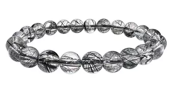 Pulsera de Cristal de Roca con Turmalina AAA cuentas 8mm