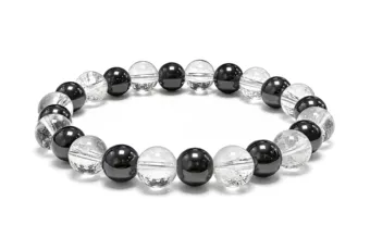 Pulsera de Hematita & Cristal de Roca A Perlas 8 mm