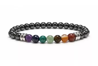 Pulsera de Hematita A 7 Chakras cuentas de 6mm