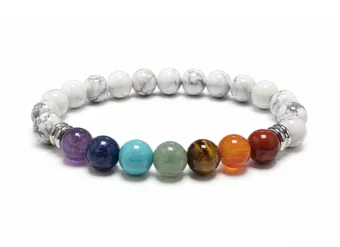 Pulsera de Howlita 7 Chakras A cuentas de 8mm